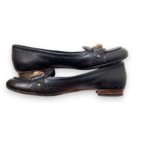 Gucci Classic Vintage Bamboo Horse Bit Black Leather Loafer Flats Women’s Size 7 - Picture 5 of 12